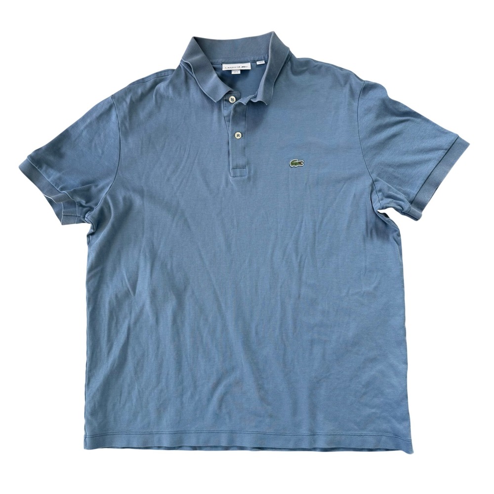 Lacoste Men's XL Blue Cotton Short‎ Sleeve Polo Shirt Regular Fit Croc Logo